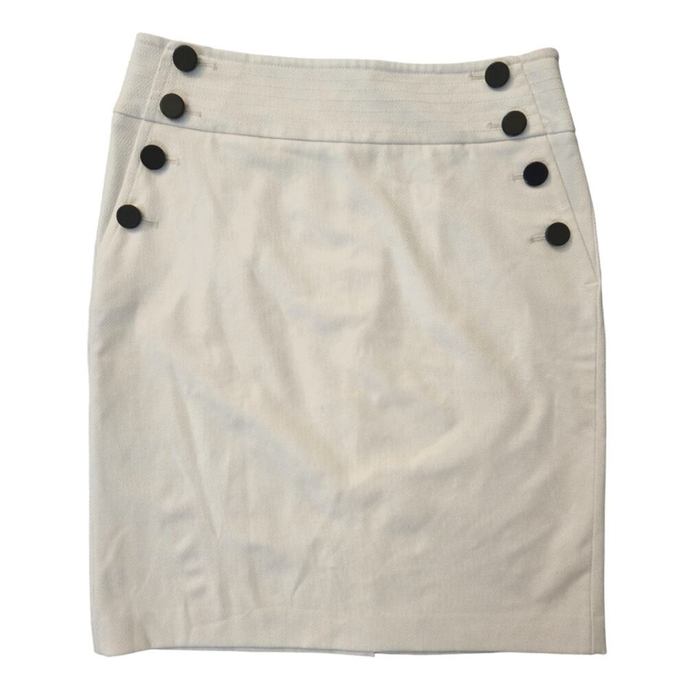 LOFT Women's Sailor Button Pencil Skirt White Size 10